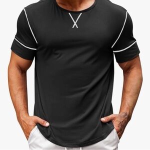 Men's Black Tee with White Accents